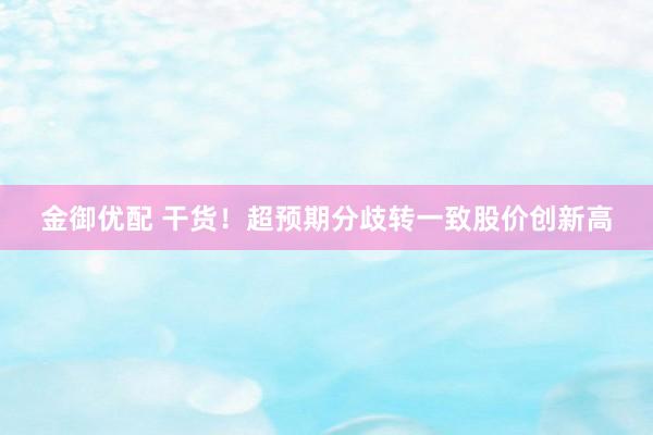 金御优配 干货！超预期分歧转一致股价创新高